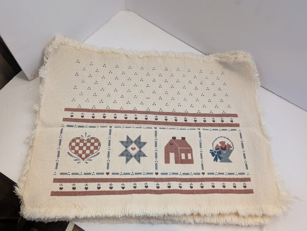 Vintage Set Of 6 Placemats With Houses READ
